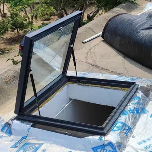 Fenêtre de toit pour combles et sous-sols - Cadre en alliage d'aluminium, verre trempé 80 x 60 cm (31,5 x 23,6 po) - Idéale pour les toits en pente et plats - Trappe d'accès à la lumière nat