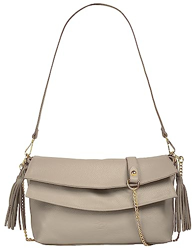 Samantha Look Umhängetasche Echt Leder Damen grau 101238