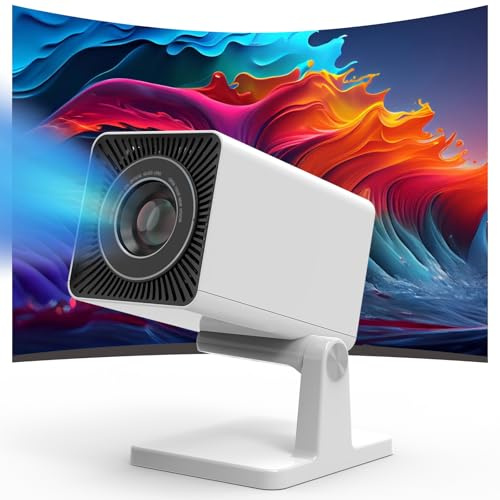 Mini Smart Projector with Android System, 1080P Supported Portable Projector with WiFi 6 & Bluetooth 5.4, 180° Rotatable Ceiling Projectors for Bedroom, Home Cinema