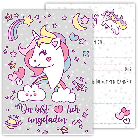 Partycards Einladungskarten Kindergeburtstag Mädchen und Junge, 12 Stück, Postkartenformat A6, Kinder Einladungskarten Geburtstag, Einladungskarten Kindergeburtstag Junge