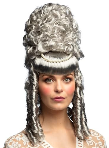 Boland 85822 - Perücke Marie-Sophie, grau, mit Locken, Einheitsgröße, Fasching, Karneval, Themenparty, Mottoparty