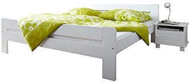 Einzelbett Doppelbett Bert Massivholz Kiefer Weiß 140 x 200 cm
