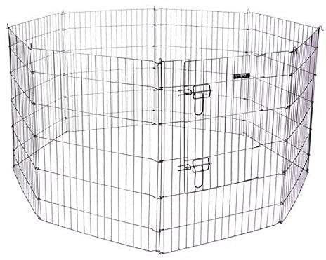 Kerbl Kleintiergehege (ø 143 cm, 8 Zaunelemente je 57 x 78 cm, Metall pulverbeschichtet, Gitterabstand 3 cm, Welpenauslauf, beliebig erweiterbar) 81715