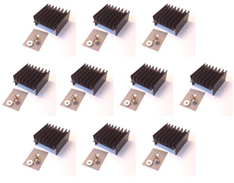 Easycargo 10 packs TO-3P TO-247 TO-220 Heatsink + Insulator/Mounting kits (Heat sink +Screw+Washer+Bushing+Insulator rubberized Silicone) for power MOSFET cooling IXFQxxx (30mmx32mmx16.5mm)