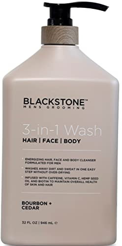 Blackstone Men's Grooming 3-in-1 Hair, Face and Body Wash, Bourbon + Cedar (35 oz)