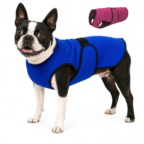 DOGZSTUFF Kühlweste für Hunde, leichtes Kühlshirt, Dunkelblau, M | Weiche atmungsaktive Mikrofaser, Verdunstungskühlung, UV-Schutz, flexible Passform, sanfter leichter Komfort