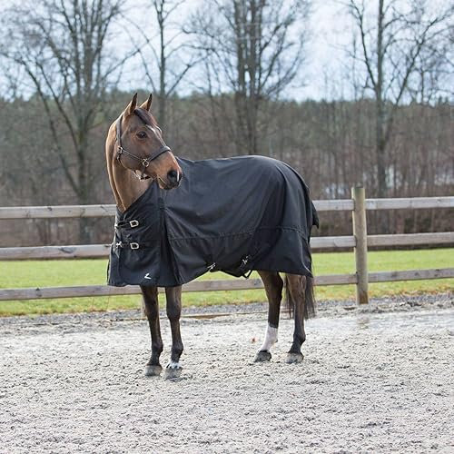 HORZE Nevada 1200D Regendecke für Pferde, leicht, wasserdicht, ohne Füllung, 190,5 cm, Schwarz