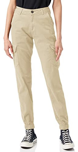 URBAN CLASSICS Pantalon Cargo pour Femme, Taille Haute, Chevilles Resserrées, Poches latérales Plaquées, 98% Coton 2% Élasthanne, Concrete, Taille 26