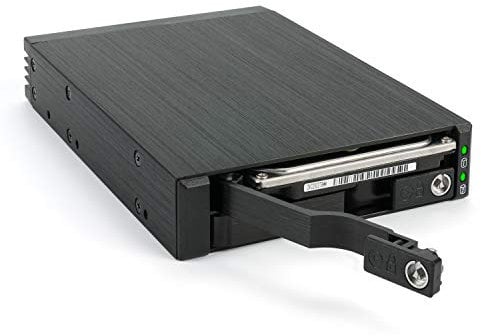 FANTEC 2-Fach 2,5 SAS/SATA 6G SSD/HDD Wechselrahmen, Einbau Modul im Formfaktor 3,5, einzeln verriegelbar, aus gebürstetem Aluminium, schwarz