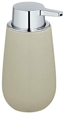 WENKO DIE BESSERE IDEE Badi-Dispenser per Sapone Liquido, capacità 0,32 l, Ceramica, Beige, 9,5 x 16 x 8 cm