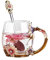 Flower Tea Cup, Handmade Glass Enamel Coffee Mugs with Spoon Enamel Glass Mug for Women Birthday Valentines Wedding