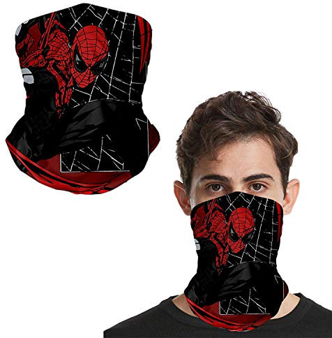 Trimming Shop Bandana Multifonction avec Bande d'oreille - Protection Contre la poussière - Réutilisable - pour vélo, Moto, Spiderman