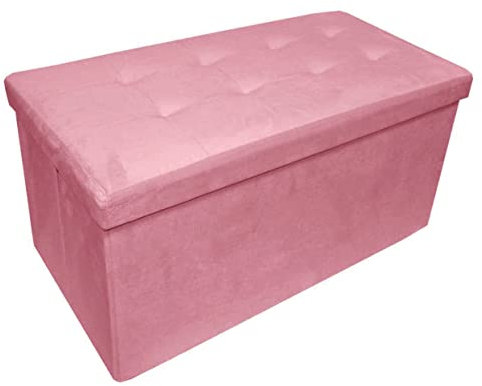 Russo Tessuti Pouf Panca Contenitore Scatola Pieghevole Effetto Vellutato Velluto Velvet-Rosa Antico