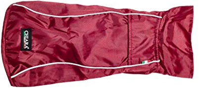 CHIARA Regenjacke mit Geschirr Modell Finn Größe L (Allwetter-Jacke mit Fleece-Futter, Wind- und Wasserdicht, Reflektionsstreifen, anpassbar an jeden Hund, Maschinenwaschbar), Farbe: Weinrot