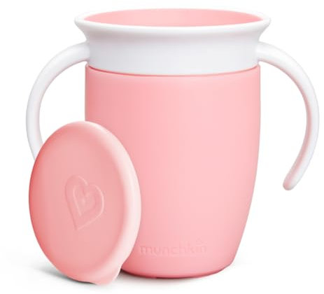 Munchkin Taza antigoteo Miracle 360º con asas y tapa 200ml - Rosa