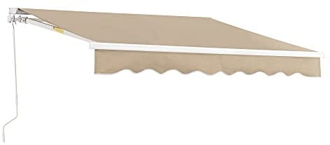 [en.casa] Gelenkarmmarkise Bitonto Klemmmarkise 350 x 250 cm Markise mit Handkurbel Balkon Sonnenschutz Aluminium Terrassenüberdachung Beige