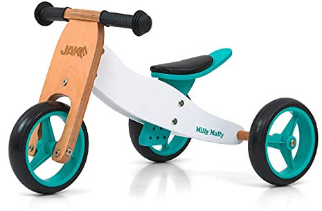 Milly Mally Jake Laufrad mit Zwei oder DREI Rädern Holzlaufrad von 1 bis 3 Jahren Classic Mint Spielzeug ab 1 Jahr Scoot and Ride kinderspielzeug ab 1 Jahr Baby Spielzeug