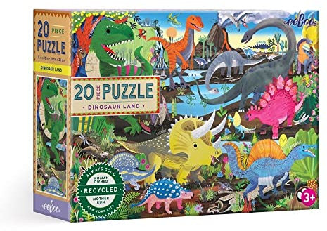 eeBoo Land of Dinosaurs 20 Piece Big Puzzle