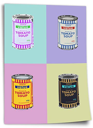 Poster aus Baumwolle Banksy Dose - Tomato Soup - Andy Warhol Pop-Art Modern Street-Art Marketing - Moderner Kunstdruck Klein bis Groß XXL Kunstdruck ohne Rahmen, Wandbild - A4, A3, A2, A1, A0, XXL ..
