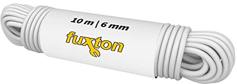 fuxton Gummiseil 6 mm 10 m weiß, elastisch (Expanderseil, Gummiband, Gummischnur, Gummileine, Gummikordel, Planenseil, Spannseil, Seil Plane)