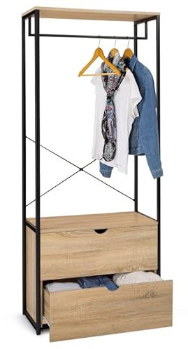 IDMarket - Kleiderschrank mit 2 Schubladen, L 80 cm, Detroit Industriedesign