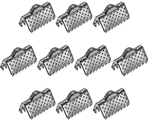 sourcing map 160Pcs Ribbon Crimp Clamp Ends, 10mm Bookmark Pinch Cord End Clasps for DIY Craft Making, Metallic Black