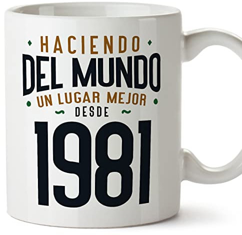 MUGFFINS Tazas 1981 Cumpleaños - En Español - Haciendo del Mundo un Lugar Mejor - 11 oz / 330 ml - Regalo original y divertido