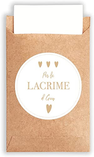 Plantvibes Fazzoletti Matrimonio Lacrime di Gioia - 100 Buste & 100 Adesivi, Realizzato in Carta Naturale in Stile Vintage - Porta Buste Matrimonio (Marrone)