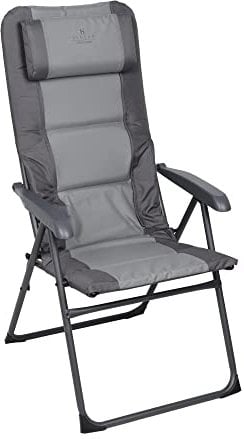 Hi-Gear Wisconsin Reclining Camping Chair with Padded Seat & Adjustable Headrest Pillow, Portable, Folding, Collapsible, Durable, Ideal for Camping, Festivals, Picnics, the Beach & Garden, Grey