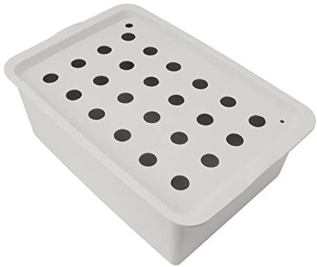 Qcwwy Maceta de Hidropónico, Temporizador 24 Agujeros PP Caja de Cultivo Hidropónico Gris para Jardín (Enchufe UE 220V)