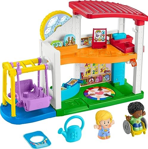 Fisher-Price Little People Kleinkind-Spielset mit 2 Figuren und 2 Zubehör für alle Schulen für Vorschulsymbolisches Spiel 1+ Jahre