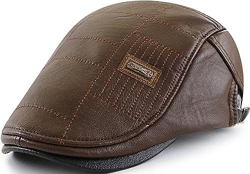 JFAN Baskenmützen für Männer Flatcap Herren Schiebermütze Damen Herren Barett aus Gurte PU Leder Einstellbar Winter,A-Khaki,One Size