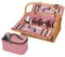 cilio Picknick-Korb Rivoli, Für 4 Personen, Geflochtener Korb mit Deckel, Picknickkorb mit Kühlfach inkl. Teller Set, Besteck, Gläsern und Kellner-Korkenzieher, Weidenkorb mit Henkel, Hellbraun