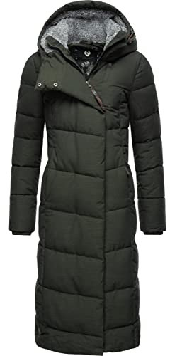 Ragwear Damen Winter-Steppmantel Pavla Long wasserdicht und atmungsaktiv | Länge: wadenlang | Wärmegrad 3 von 3 – warm gefüttert | wasserdicht, winddicht und atmungsaktiv | gefütterte Kapuze