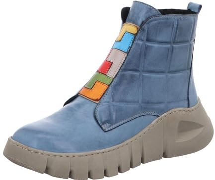 Gemini Damen Stiefelette geometrische Formen Reißverschluss Profilsohle 033309-02, Größe:39 EU, Farbe:Blau