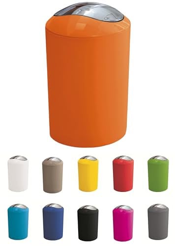 KW Gleam 5Ltr Swing Bin - Compact Bathroom/Kitchen/Waste Bin (Orange)