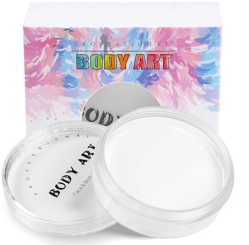 FLYISH DIRECT Pinturas faciales blancas, Pinturas faciales (90g / 3oz), Pinturas faciales al agua para niños, Pintura facial y corporal blanca profesional de un solo pastel para adultos Blanco
