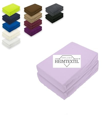 EXKLUSIV HEIMTEXTIL Doppelpack Marke Frottee Spannbettlaken, 80% Baumwolle, 20% Polyester Öko - Tex Zertifiziert, Markenqualität, Matratzenhöhe bis 10 cm, Flieder 70 x 140 cm