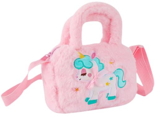 Einhorn UmhäNgetasche FüR MäDchen:PlüSch Schultertasche Mit Verstellbarem Riemen, Rosa Handtasche FüR Reisen, Geburtstage Und Feiertage