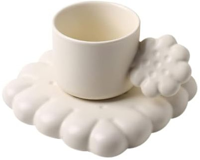KJUcnHYAC Coffee Cup 1 Set Cute Biscuit Ceramic Coffee Cup Set Tea Latte Milk Mug with Biscuit-Shape Tray Suitable for Tea Parties, Give Gifts