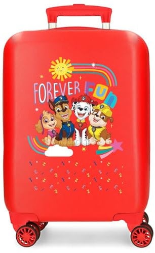 Paw Patrol Forever Fun Kabinenkoffer, rot, 33 x 50 x 20 cm, Hartschale, ABS, seitlicher Zahlenschloss, 28,4 l, 2 kg, 4 Doppelräder, Handgepäck, Rot, Kabinenkoffer, rot, Valise 50, Kabinenkoffer