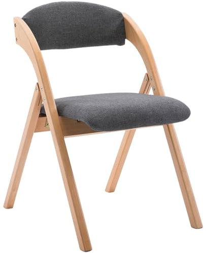 Robuster Holzstuhl mit Rückenlehne für Zuhause, einzelner Klappstuhl mit gepolsterten Sitzen, moderner, bequemer Esszimmerstuhl mit Schwammfüllung, montagefreier Freizeitstuhl (Farbe: Grau,