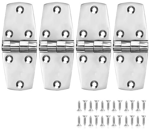 Heavy Duty Boat Hatch Hinges Stainless Steel, 4 inch x 1.5 inch (102 x 38 mm), Solid 316 Stainless Steel Door Hinges with Screws (4 PCS)