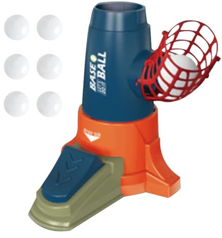 Automatischer Baseball-Werfer, 2-in-1-Pitch-Maschinen Für Kinder Für Baseball, Leichter Step-On-Baseball Mit 6 Bällen, Trainings-Pitcher-Spiel-Ausrüstung Zum Fangen Von Bällen Für Kinder Ab 3 Jahren