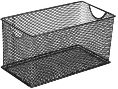 KESOTO CD Storage Box Mesh Open Storage Bin, Metal Storage Baskets Bin Organizer, Countertop Basket, Metal Mesh Basket for Garage, Home, Pantry, Freezer, Bathroom, Closet Organizing Black