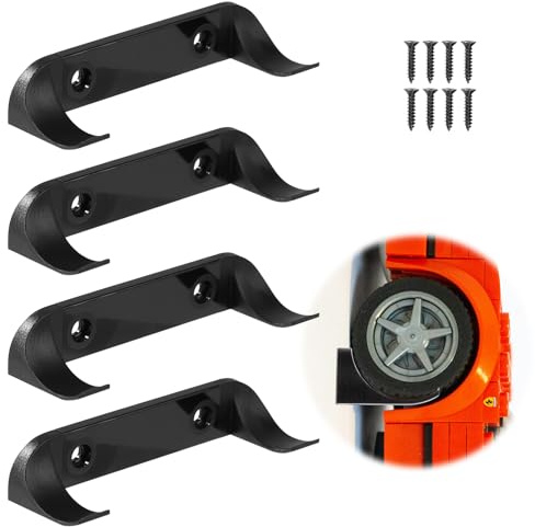 4pcs Support Mural pour Affichage Voiture, Support Voiture Jouet Vertical Voiture Modèle Étagère Compatible avec Lego Speed Champion pour Collection Voitures Passionnés Voitures (Noir)