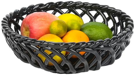 SLIVOUS Keramik-Obstschale für Küchentheke, 24,6 cm großer Obstkorb für Tischarbeitsplatte, dekorative gewebte Obstschale für Heimdekoration