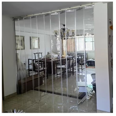 YXEHZ Rideau de Porte Pliable en PVC Transparent Rideau Porte Coulissante Rideau Laniere PVC Convient pour L'usine Alimentaire de Restaurant D'entrepôt(2.15x2.4m)
