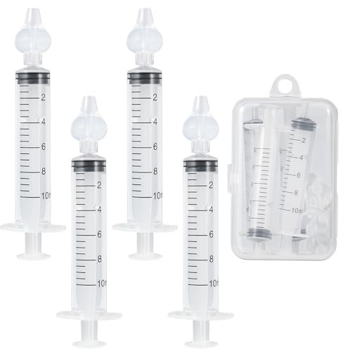 Blendura 4 Lot Seringue Nasale Bébé 10 ml, Bébé Irrigateur Nasal Sécurité Confort, Aspirateur Nasal Portable Réutilisable, Dispositif d'irrigation Nasale de Bébé