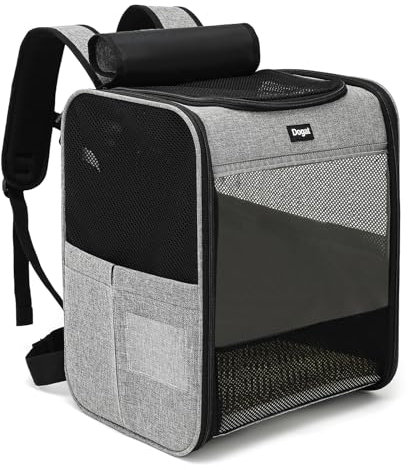 Dogat Cat Carrier Backpack, Puppy Dog and Pet Backpack Carrier Front Pack, Pet Rucksack Bag for Travel Camping Hiking, Portable Breathable Rucksack for Medium and Small Cats & Dogs, Grey